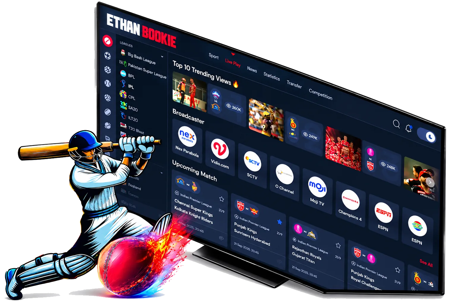 Bookie website rental platform preview on a desktop screen
